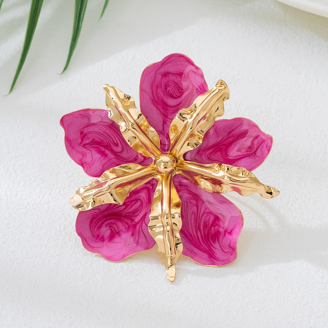 Fashionable Large Women's Floral Oil Drop Ring